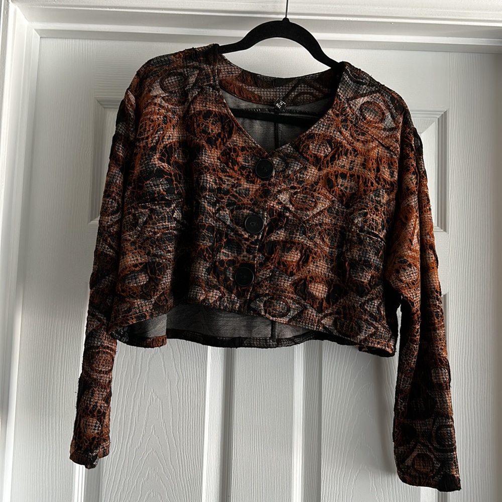 Dress To Kill Shrug Jacket O/S Rust and Black